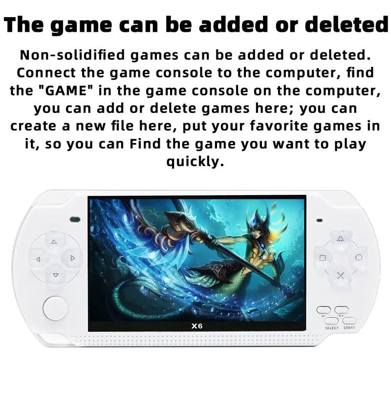 JXD Handheld Game Console 4.3 inch 8GB Built in 2000 Games for Multiple Simulators X6 Retro Video Game Console Mp3/4/Ebook TV Out Mini Hand Portable Game Player Device Holiday (White) - Image 5